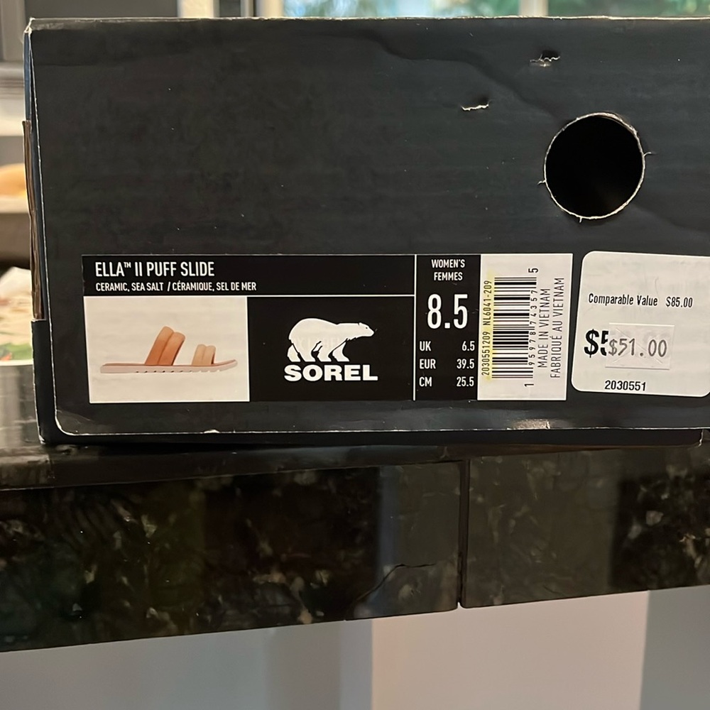 NWT/BOX. SOREL ELLA II  PUFF SLIDE